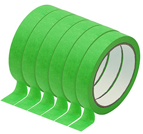 ALBOYI Masking Tape 6 Rolls, 18mm x 20m Green Painters Tape for Decorating, Painting, Artists, DIY, Spray Masking, Industrial, Crafting, Indoor and Outdoor, Multiple Surfaces
