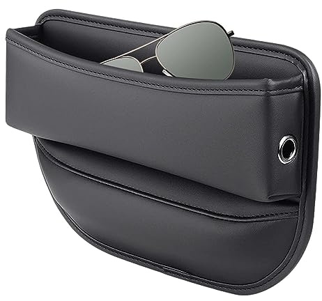 Aufbewahrungsbox für Autositze Auto Organizer Vorne Universal Seitentaschen Organizer mit Kabelloch Lückenfüller für autositze mit USB Ladeloch für Handys Geldbörse Karten Trinkbecher (Schwarz)