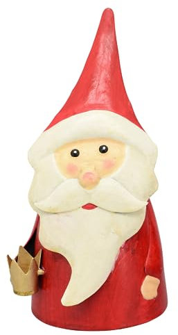 ETC winterlicher weihnachtlicher Zaunhocker Nikolaus Santa Metall bemalt Verschiedene Motive zur Auswahl (rot mit Krone)