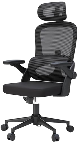 SIHOO M102C Bürostuhl Ergonomisch Schreibtischstuhl, Drehstuhl mit 3D-Armlehnen, Hohe Rückenlehne Lendenwirbelstütze Nach Oben und Unten, Höhenverstellung und Wippfunktion Schwarz