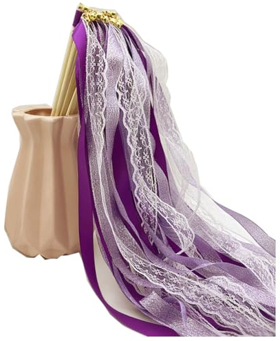 Wedding Wands Hochzeit Zauberstäbe mit Glöckchen & Spitzeband, 10 Stück | Hochzeit Luftschlangen Deko, Feenstab mit Glocke und Spitze Bändern, Für Hochzeit, Geburtstag, Party, Feiertagsfeiern