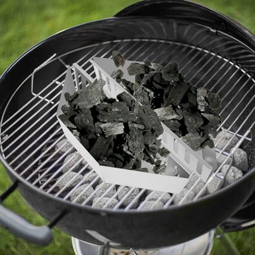 2 cestas de carbón vegetal, soporte para cesta de carbón de acero, soporte para barbacoa, soporte para carbón vegetal de 38,5 x 11 x 7,5 cm, resistencia térmica, soporte para combustible de carbón