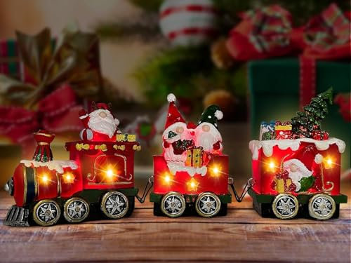 Charfia Weihnachtsdeko Innen Figuren, LED Weihnachtszug Weihnachtsfiguren, Weihnachtszug Deko Weihnachtsdeko Tisch, Christmas Decorations Weinachtsdekorationen Weihnachten Deko Tischdeko