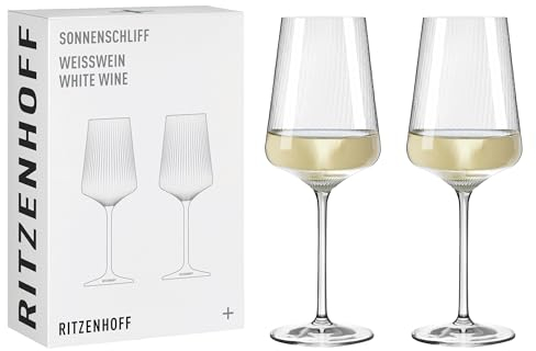 RITZENHOFF 8000003 Copa de vino blanco 4000 ml – Serie Sonnenschliff – 2 unidades en set de regalo, moderno – Fabricado en Alemania