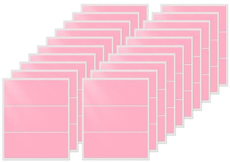 FINDAT Rosa Rechteckig Etiketten 102 x 51 mm selbstklebend 60 Stück | Namensschilder Aufkleber, Klebeetiketten, wasserfestes Vinyl, Büro, Haus, Schule, DIY