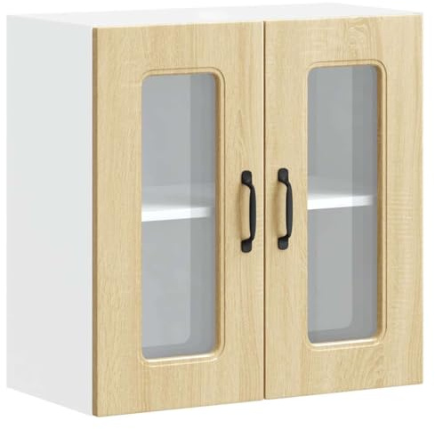 vidaXL Küchen-Hängeschrank mit Glastür Kalmar Sonoma-Eiche Holzwerkstoff