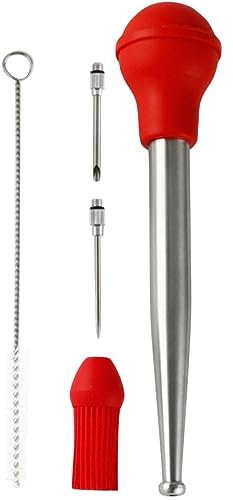 COLLBATH Truthahnspritze Aus Edelstahl Aromainjektor Für Fleisch Bratenspritze Mit Würzsaucenfunktion Küchenwerkzeug Für Steak Hähnchen Und Lamm