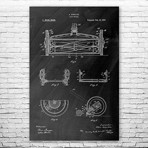 Reel Lawn Mower Poster Print, Hardware Store Decor, Garage Wall Art, Gardener Gift, Landscaper Gifts, Tool Shed Art Black Chalkboard (16 inch x 20 inch)