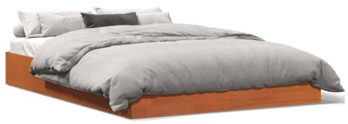 HEFZGDB Massivholzbett ohne Matratze Wachsbraun 120x190 cm Kiefernholz Guest Bed Gästebett Bettgestell Einzelbetten für Herberge Gästezimmer Wohnbereich Schlafzimmer