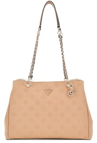 GUESS Cresidia Status Shoulder Satchel Bag Beige