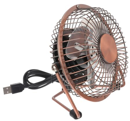 NUOBESTY 360Grad Retro USB Tischventilator Verstellbar Leiser Mini Lüfter Für Schreibtisch Tragbar Für Büro Zuhause Antik Kupferfarbe USB Betrieben
