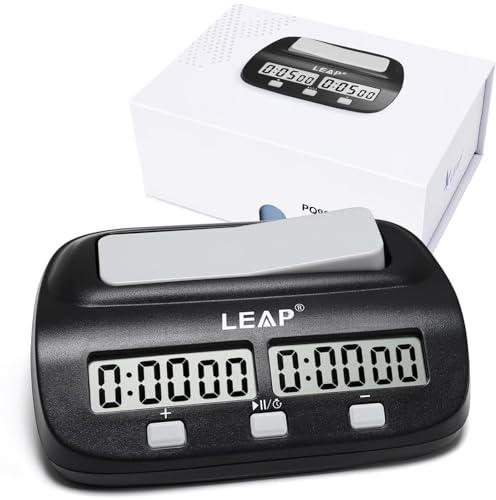 Leap Horloge d'échecs numérique Professionnelle pour Les Joueurs de société, Compte à rebours avec Fonction Alarme, Noir (Boutique Officielle)