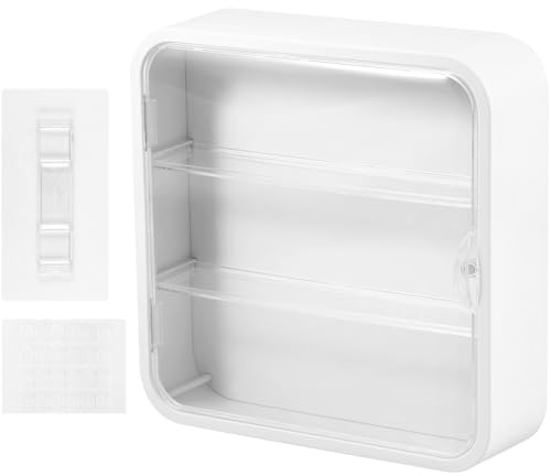 PEIZHIYC 3 Ebenen Vitrine für Figuren 30 x 30 x 8 cm Wandvitrine Hängend mit Magnetischer Tür Transparent Sammlervitrine Wand für Sammlerstücke Miniaturfiguren Spielzeug (Weiß)