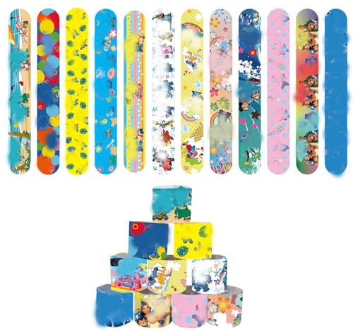 MIZT 24 braccialetti a scatto, braccialetti per sacchetti regalo per feste per bambini, braccialetti a scatto per polso per feste per bambini ragazzi e ragazze, bomboniere multicolore per compleanno e