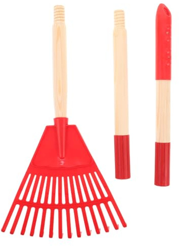 TOYANDONA Rastrillo de Jardín Plástico para Herramienta Desmontable con Mango de Madera Abanico para Césped Flores y y Fácil de Usar