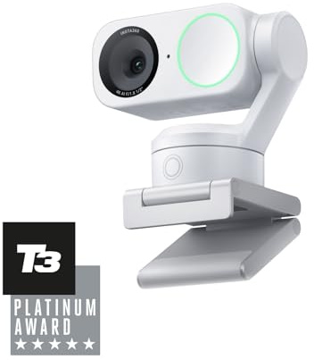 Insta360 Link 2 Bianco- PTZ 4K Webcam per PC/Mac, Sensore da 1/2, IA Tracking, HDR, Mic di cancellazione del rumore IA, Controllo gestuale per lo streaming, Videochiamate, Gaming.