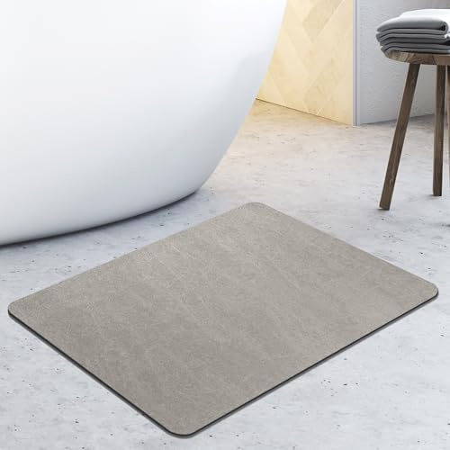 halkfri badmatta av mjuk sten, absorberande badrumsmatta för badrum, dusch, WC 40 x 60 cm, tvättbar snabbtorkande badrumsmatta duschmatta (grå)