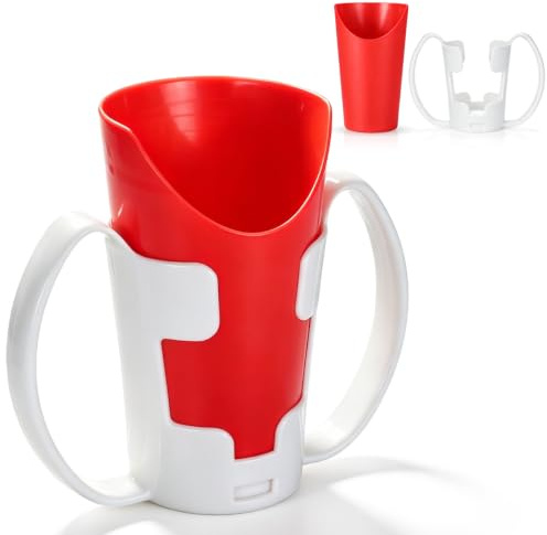 TOYANDONA Nosey Cup with Handle Plastic Drinking Cup for Seniors Easy Sip U-Shaped Spill-Proof Tumbler for Elderly Daily Use and Rehabilitation