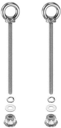 PATIKIL M3 X 50mm Bullone Ad Occhiello Con Spalla 2 Pezzi 304 Acciaio Inossidabile Anello Di Sollevamento Bullone Ad Occhiello Filettato Con Dadi A Flangia Bloccanti Molle E Rondelle Piane