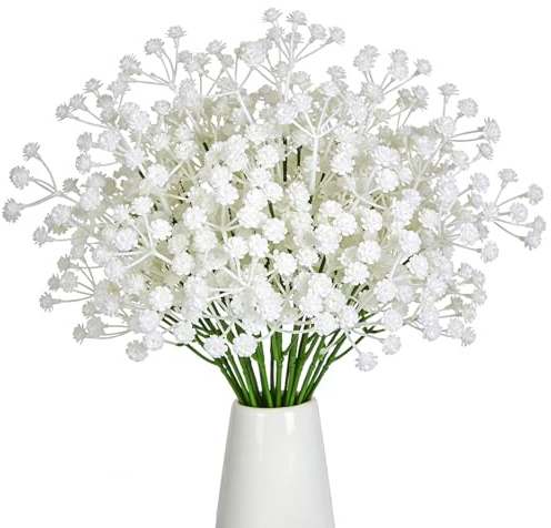 PDirat Schleierkraut Künstlich, 20 Stück Schleierkraut Künstlich Weiß, 30cm Schleierkraut, Artificial Gypsophila Blumen, Künstliche Blumen für Hochzeit, DIY, Home Deko, Kunst Basteln
