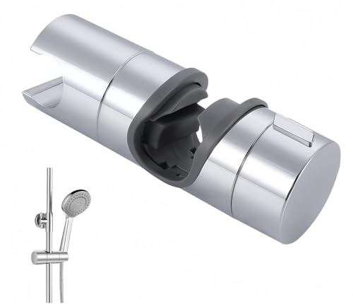 SHSHbuy Handbrause Halterung Universal,19-25 mm Verstellbar Duschkopfhalter für Gleitstange,360° Drehbar Brausehalter,Duschbrausehalterung Verchromte ABS Grade Kunststoff,Brausehalter für Slide