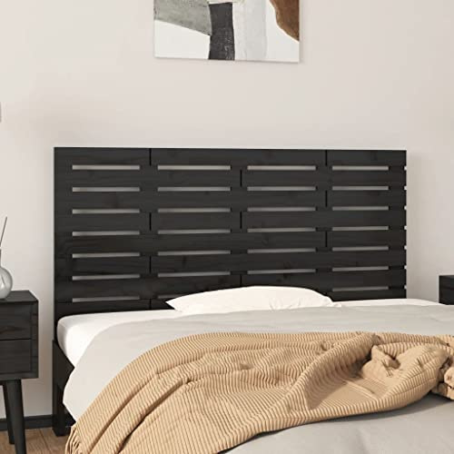Frdhee Wandpolster Bett Rückenlehne,Wand-Kopfteil Schwarz 126x3x63 cm Massivholz Kiefer,Bett Rückenlehne für Schlafzimmer Dekor