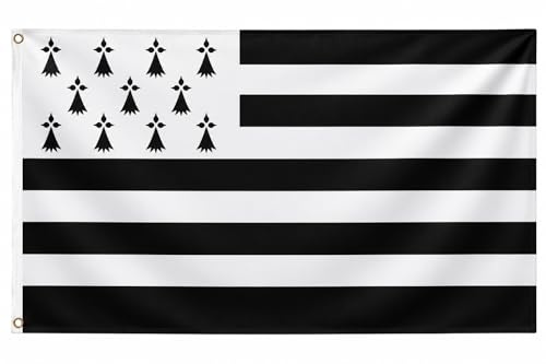 Noovaa 1 Drapeau Bretagne 60x90cm - Résistant Aux Intempéries, Œillets en Laiton, Polyester Haute Qualité, Coutures Doubles - Usage Extérieur
