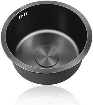 28 cm runt diskho – 304 rostfritt stål undermonterad/toppmonterad husvagn handfat med bräddavlopp perfekt för campare barer och restauranger – och snygg design