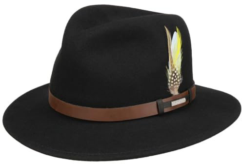 Stetson CHAPEAUSHOP Sardis Chapeau Traveller VitaFelt Feutre de Laine Bande en Cuir Fabrique aux USA Homme Toutes Saisons