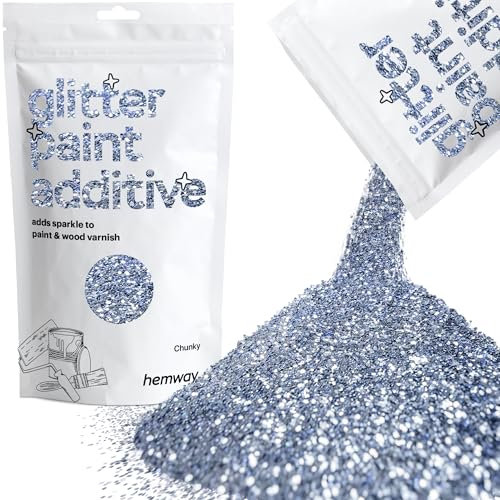 Azure Blue Glitter Paint Additive Chunky 100g for Adding Sparkle to Paints & Varnish | Paint Walls Sparkly Add to Emulsion, Acrylic or Lacquer Indoor | Hemway