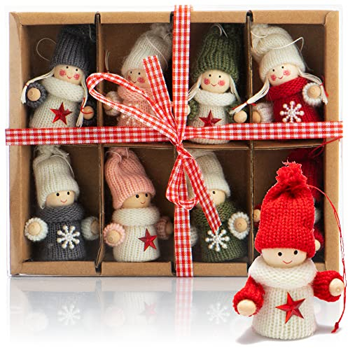 com-four® 12x Premium Weihnachtsbaum-Anhänger Engel - Christbaumschmuck - schwedisch-skandinavische Deko-Trolle, Engel, Feen, Weihnachtsmänner als Christbaumschmuck oder Geschenk-Anhänger