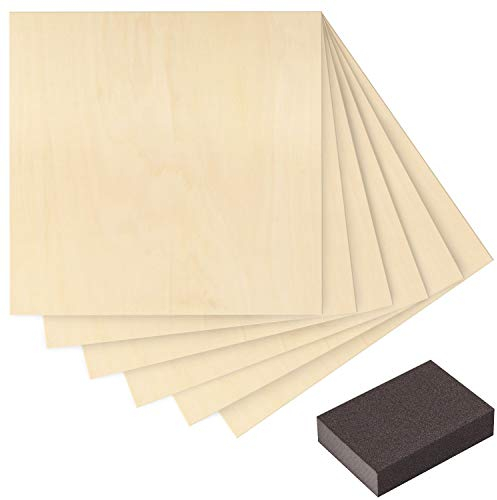 Belle Vous Set di 6 lastre di legno compensato da 2 mm, 30 x 30 cm, tavola in legno grezzo, perfetta per taglio laser, pittura, modellazione, incisione, canto e pirografia
