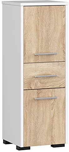 AKORD Badezimmerschrank schränke | Badezimmer kommode | FIN 85 2D1SZ, 2 Türen und 1 Schublade, B30 x H85 x T30 cm, Gewicht 25 kg, auch als Hängeschrank für Wandmontage verwendbar