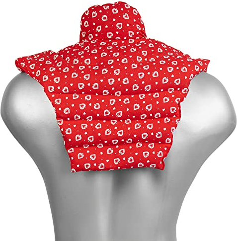 Nackenhörnchen HWS - Nacken + Schultern + Rücken - Herzen-rot - Kirschkernkissen - Nackenkissen Wärmekissen - Nacken Kissen - Herzen-rot, Kirschkern