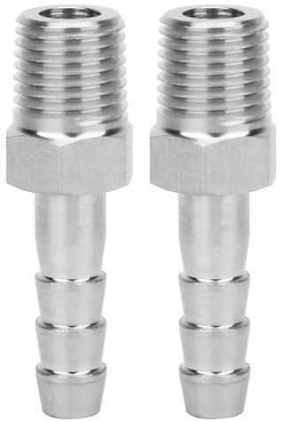 Raccord cannelé, 2 Pièces 1/4 en Acier Inoxydable Raccord Rapide Connecteur | Raccord de Tuyau BSPT Filetage Mâle, Connexion Rapide aux Raccords de Tube Filetés