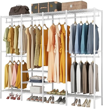 Uptyia Perchero Burro Ropa Resistente - Organizador de Closet con Barra para Colgar Ropa | Soporte 900 LB | Dimensiones 192x40x193 cm | Perchero Robusto para Armarios y Habitaciones(blanco)