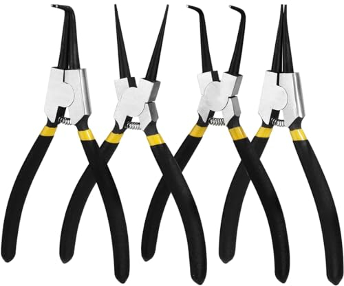 VIVIIHOO Set di 4 pinze per anelli elastici per interni ed esterni, pinze per anelli di sicurezza in versione dritta/curva, resistenti e comode da usare