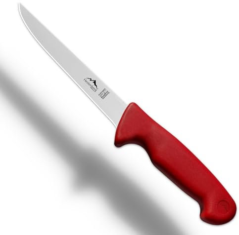 HESTENBERG Solingen Germany Ausbeinmesser gerade & gebogen in Rot, geeignet als Metzgermesser, Schlachtmesser & Fleischmesser (6 Gerade)