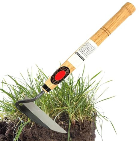 Gartengerät Sichelhacke Hacke mit Unkrautsense | Grassensenmäher mit Handsense - Langstiel-Sichel mit Stahlschneider, Handhacke für Sensen, Gartensicheln zum Jäten und Ernten