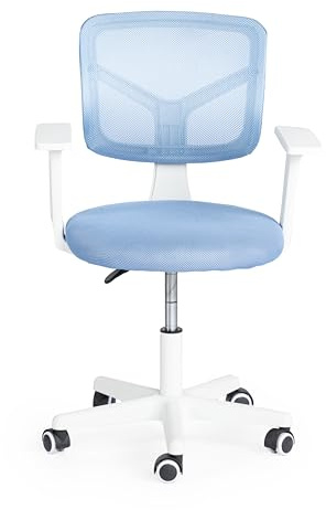 FurnitureR Schreibtisch Stuhl höhenverstellbarer Task Stuhl mit Armlehnen, ergonomischer Dreh Mesh Stuhl für Arbeitszimmer Home School Office, Blau