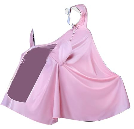 equlup Universal Motorcycle Raincoat, PVC Electric Battery Bike Raincoat Rain Poncho Long Full Body Rain Poncho (4X Mirror Cover Type Pink)