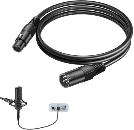 XLR Bilanciato Cavo Maschio a Femmina 3 Metri, 3 Pin Cannon Professionale per Microfono, DMX Mixer Altoparlanti Amplificatori Console Alimentazione Phantom Registrazione Sonora