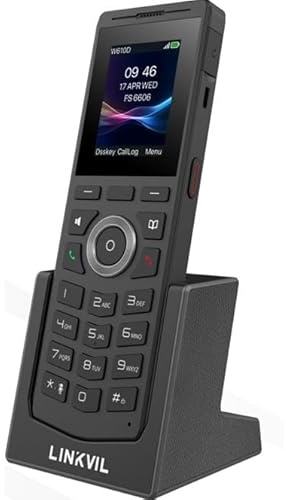 Linkvil Teléfono inalámbrico DECT W610H, 4 líneas SIP, pantalla a color, Bluetooth 5.0, Virtual BLF Keys