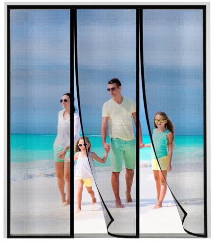 Mosquitera magnética para ventana 280x245cm Negro, cortina antimosquitos antiinsectos, para puertas francesas