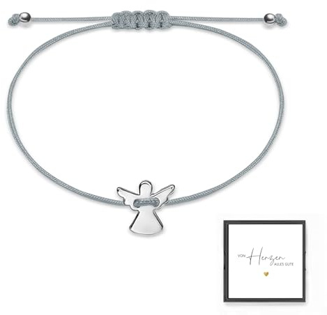 Bracelet ange gardien en argent avec corde tressée réglable – Bracelet ange comme cadeau de communion, cadeau de baptême, confirmation, baptême, communion, pour filles, garçons et femmes