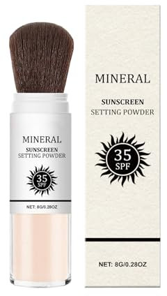 Polvere di crema solare minerale | SPF 30 Polvere di pennello minerale | Protezione solare non chiroce in polvere con pennello per proteggere dal danno UV