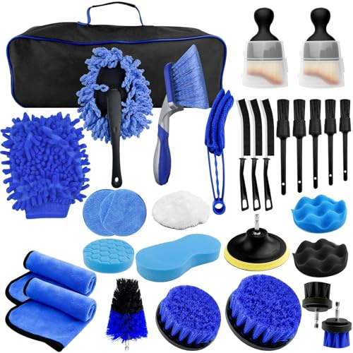 Dromzen Auto Reinigungsset, Pinsel Autoreinigung, Reinigungspinsel Auto Set | Auto Reinigung Pinsel Set, Auto Innenraum Reiniger Pinsel, Auto Innenraum Reiniger Bürste Set für Auto, Motorrad