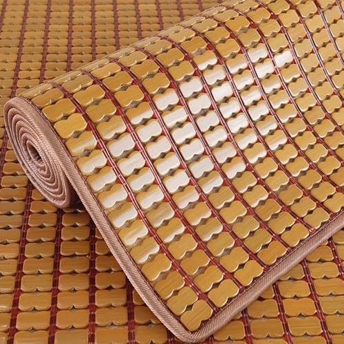 Colchoneta de Verano de bambú con Superficie Lisa, colchoneta de bambú Mahjong Antideslizante carbonizada, colchoneta de bambú Textil de enfriamiento rápido para el hogar, nervaduras Dobles
