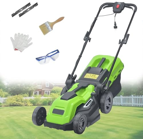 Elektrisk GräSklippare, GräSklippningsmaskin, VertikalskäRare Med UppsamlingslåDa, 5-Stegs Djupjustering, Snabbvikning, FöR TräDgåRden 2500W/38CM-Cord0M