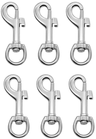 6 mosquetones estables con articulación giratoria de acero inoxidable, llavero para correa de perro, mochila y actividades al aire libre, mosquetón de alta calidad, acero inoxidable, juego de
